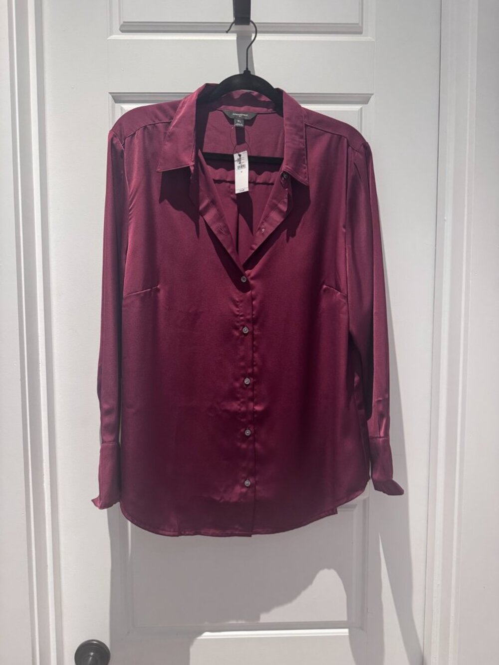 NWT Banana Republic Factory Silky Classic Shirt Bright Wine Burgundy XL